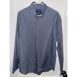 Joseph Abboud Mens L Blue Slim Fit Woven Long Sleeve Button Down Dress Shirt